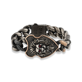 LION GOLD & SILVER COGNAC DIAMOND RUBY CHAIN BRACELET