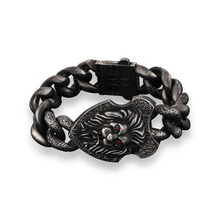 LION SILVER RUBY CHAIN BRACELET