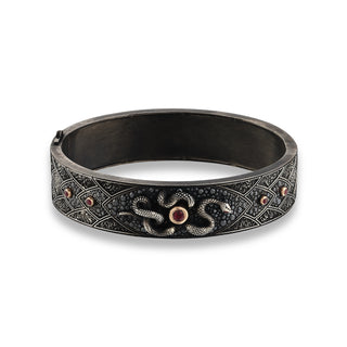 KUNDALINI GOLD & SILVER BLACK DIAMOND RUBY BRACELET