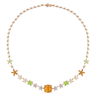 APPLE SEED TARA GOLD DIAMOND CITRINE PERIDOT CHOKER