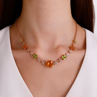 APPLE SEED TARA GOLD DIAMOND CITRINE PERIDOT CHOKER