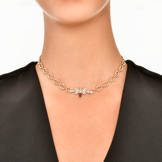 QUEEN BEE EVA GOLD GARNET DIAMOND CHOKER