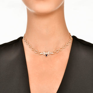 QUEEN BEE EVA SAPPHIRE GOLD DIAMOND CHOKER