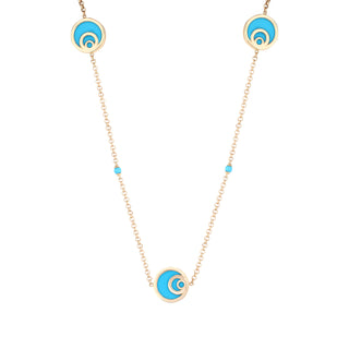 CINTEMANI TURQUOISE ENAMEL GOLD NECKLACE