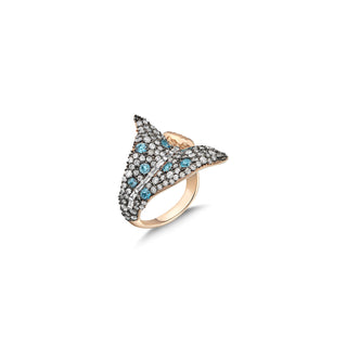 SUSONA MERMAID GOLD DIAMOND BLUE TOPAZ RING