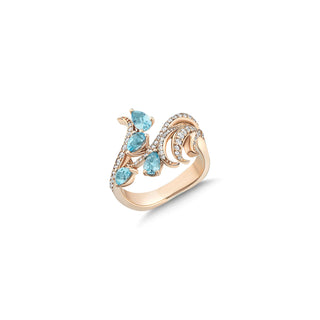 SUSONA MERMAID GOLD DIAMOND BLUE TOPAZ RING