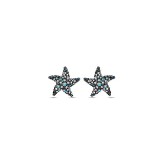 STARFISH 18K GOLD BLUE DIAMOND EARRINGS