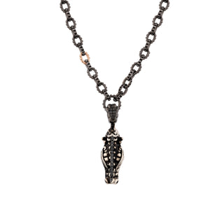 DRAGON GOLD & SILVER BLACK DIAMOND RUBY PENDANT