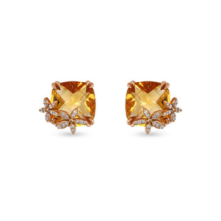 APPLE SEED TARA GOLD DIAMOND CITRINE EARRINGS