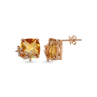 APPLE SEED TARA GOLD DIAMOND CITRINE EARRINGS