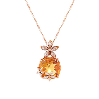APPLE SEED TARA 18K GOLD DIAMOND CITRINE NECKLACE