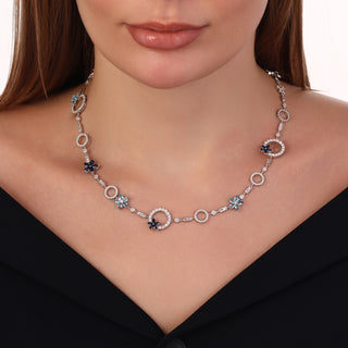 APPLE SEED 18K GOLD DIAMOND BLUE TOPAZ CHOKER