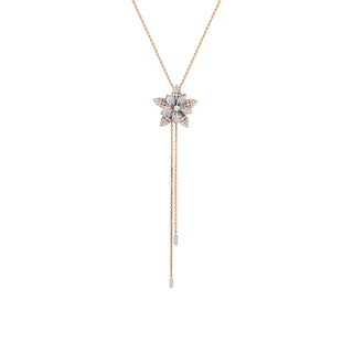 APPLE SEED BLOSSOM 18K GOLD DIAMOND LARIAT NECKLACE