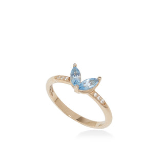 APPLE SEED POMANO BLUE TOPAZ DIAMOND RING