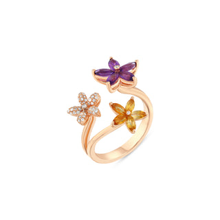 APPLE SEED GOLD DIAMOND AMETHYST RING