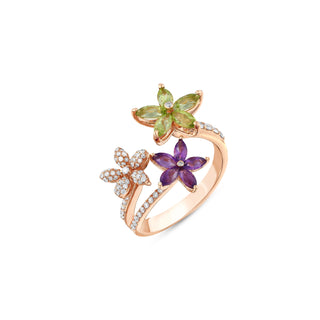 APPLE SEED GOLD DIAMOND AMETHYST RING