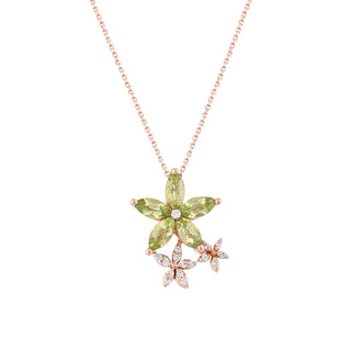 APPLE SEED POMANO GOLD DIAMOND PERIDOT NECKLACE