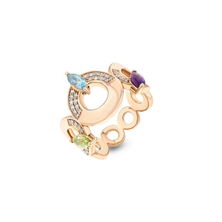 APPLE SEED POMANO GOLD DIAMOND BLUE TOPAZ PERIDOT RING