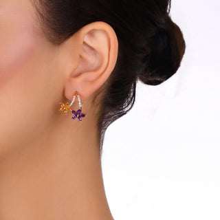 APPLE SEED GOLD DIAMOND AMETHYST EARRINGS