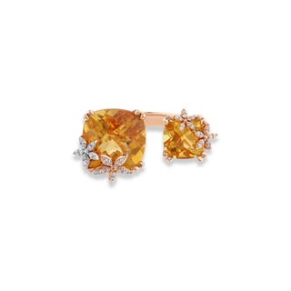 APPLE SEED TARA GOLD DIAMOND CITRINE RING