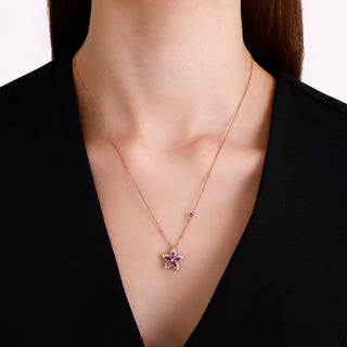APPLE SEED POMANO GOLD DIAMOND AMETHYST NECKLACE