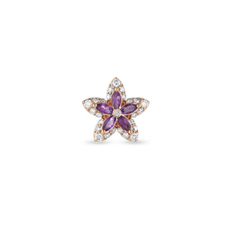 APPLE SEED POMANO GOLD DIAMOND AMETHYST SINGLE EARRING