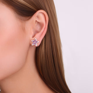 APPLE SEED POMANO GOLD DIAMOND AMETHYST SINGLE EARRING