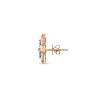 APPLE SEED POMANO GOLD DIAMOND BLUE TOPAZ SINGLE EARRING