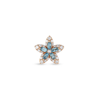 APPLE SEED POMANO GOLD DIAMOND BLUE TOPAZ SINGLE EARRING