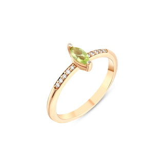 APPLE SEED GOLD DIAMOND PERIDOT RING