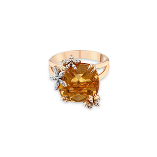 APPLE SEED TARA GOLD DIAMOND CITRINE RING
