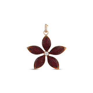 APPLE SEED GOLD SOLITARE DIAMOND RUBY PENDANT