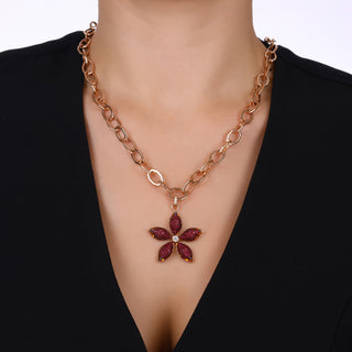 APPLE SEED GOLD SOLITARE DIAMOND RUBY PENDANT