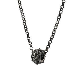 HONEYCOMB HEXA SILVER BLACK DIAMOND NECKLACE