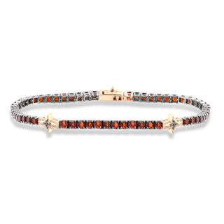 VENUS STAR GOLD & SILVER BLACK DIAMOND GARNET BRACELET