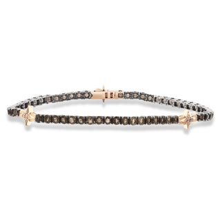 NORTH STAR SMOKY TOPAZ SILVER & GOLD TENNIS BRACELET