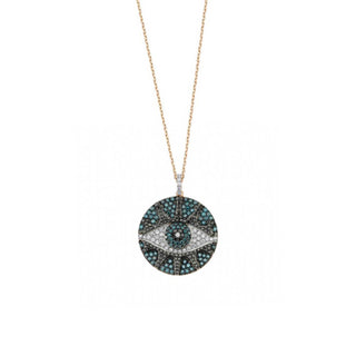 EYE LIGHT BLUE DIAMOND NECKLACE Bee Goddess