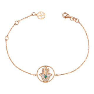 HAMSA GOLD DIAMOND EMERALD BRACELET