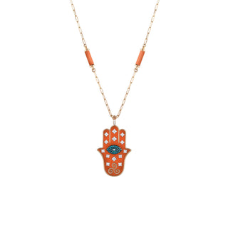 HAMSA CORAL CHAIN DIAMOND NECKLACE