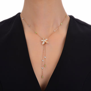 GLORIA 18K GOLD DIAMOND PERIDOT NECKLACE