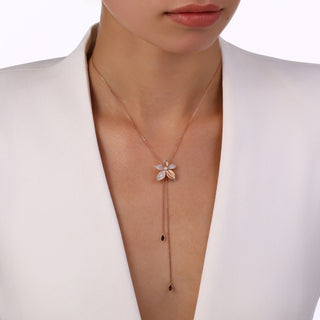 GLORIA GOLD & SILVER DIAMOND SMOKY TOPAZ NECKLACE