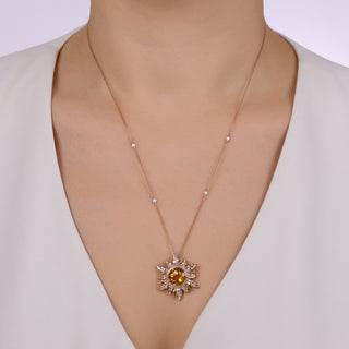 THE SUN GOLD DIAMOND CITRINE LARGE NECKLACE