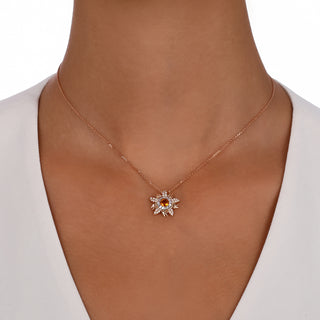 THE SUN GOLD BAGUETTE DIAMOND MEDIUM NECKLACE