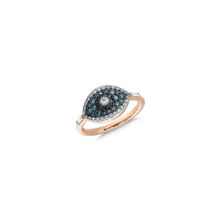 EYE LIGHT 18K GOLD BLUE DIAMOND RING