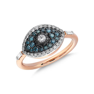 EYE LIGHT GOLD BLUE DIAMOND RING