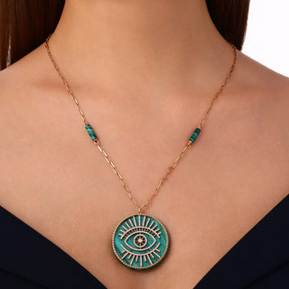 EYE LIGHT 18K GOLD DIAMOND STATEMENT NECKLACE