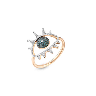 EYE LIGHT GOLD BLUE DIAMOND RING