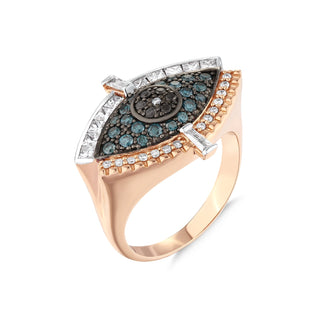 EYE LIGHT GOLD BLUE DIAMOND RING