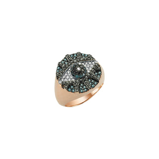 EYE LIGHT GOLD BLUE DIAMOND RING