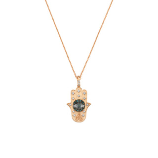 HAMSA BLUE DIAMOND NECKLACE Bee Goddess